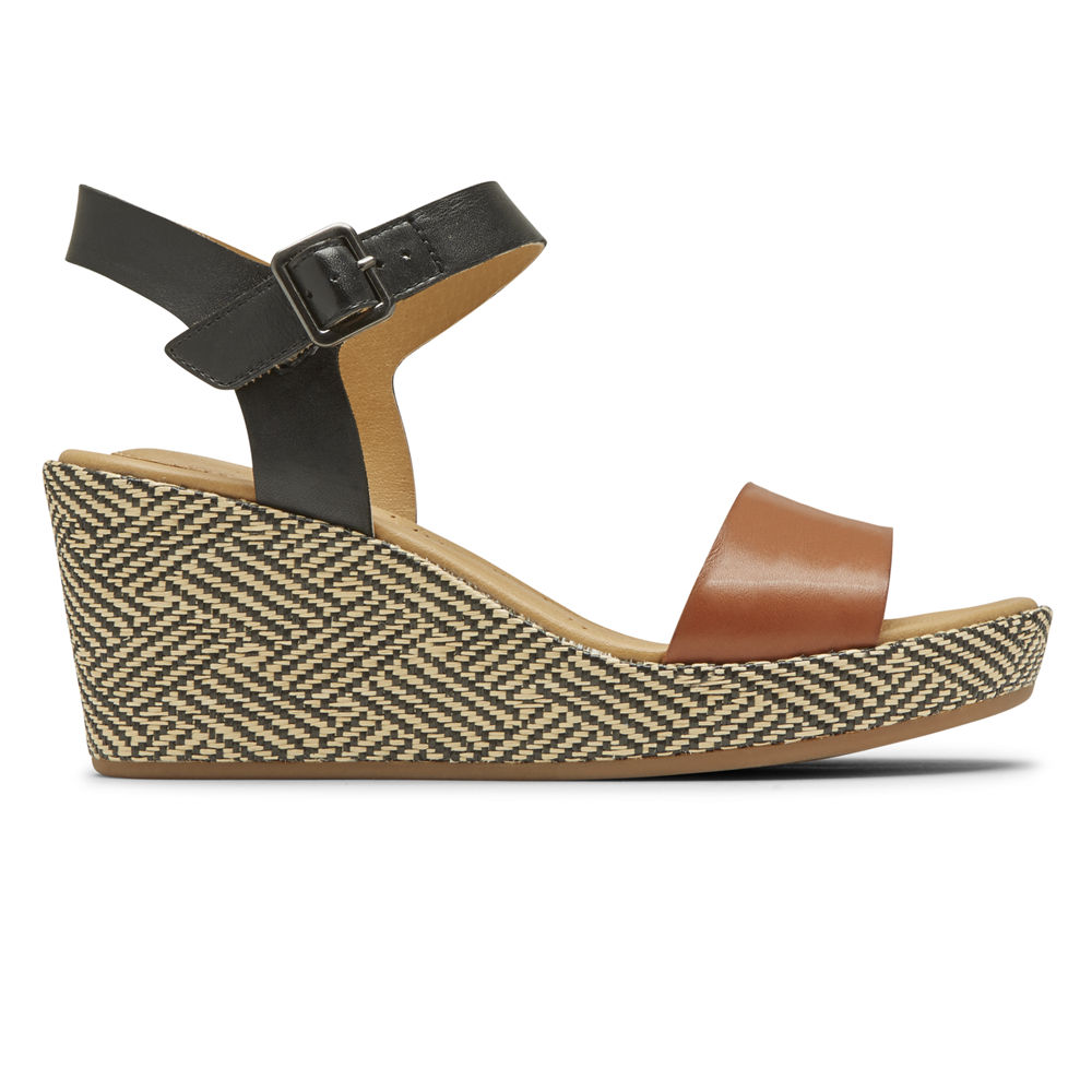 Rockport Sandaler Dam Svarta/Bruna - Lyla Ankle-Strap - OIRLW4198